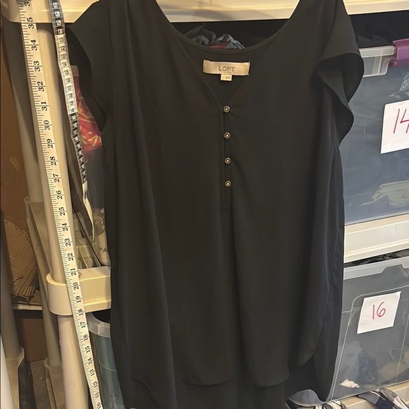 LOFT Black Buttoned Blouse - Picture 1 of 4